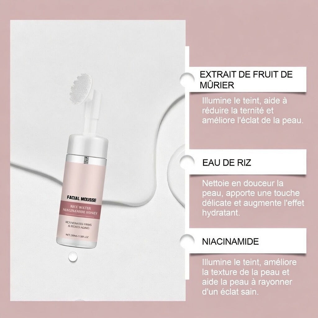 Mousse Nettoyante Visage au Riz | Hydratation & Éclat Naturel